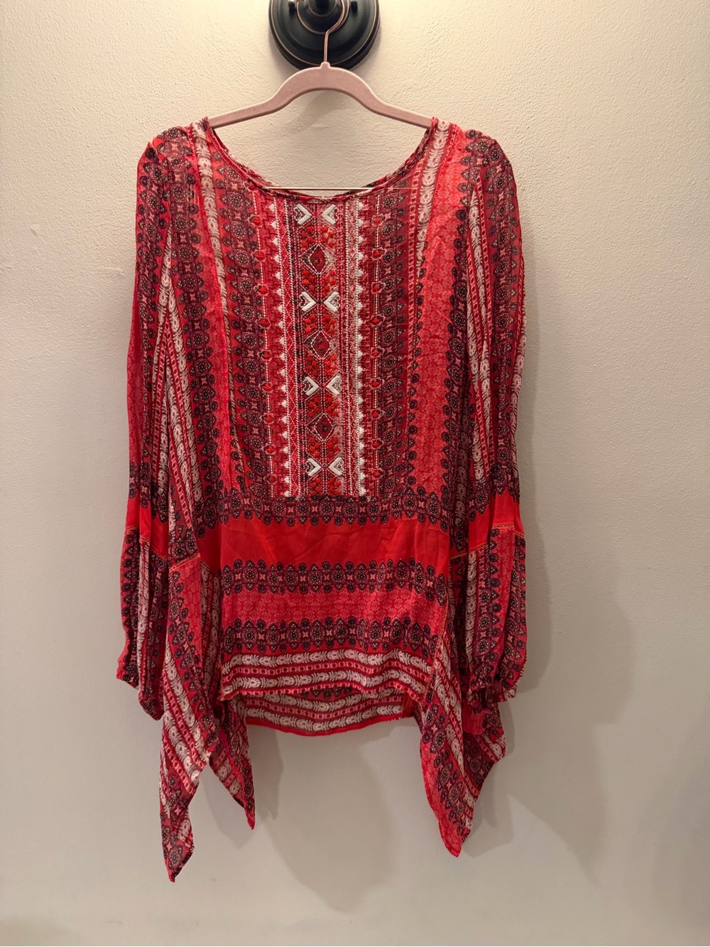 Sundance Red Printed Boho Tunic Top